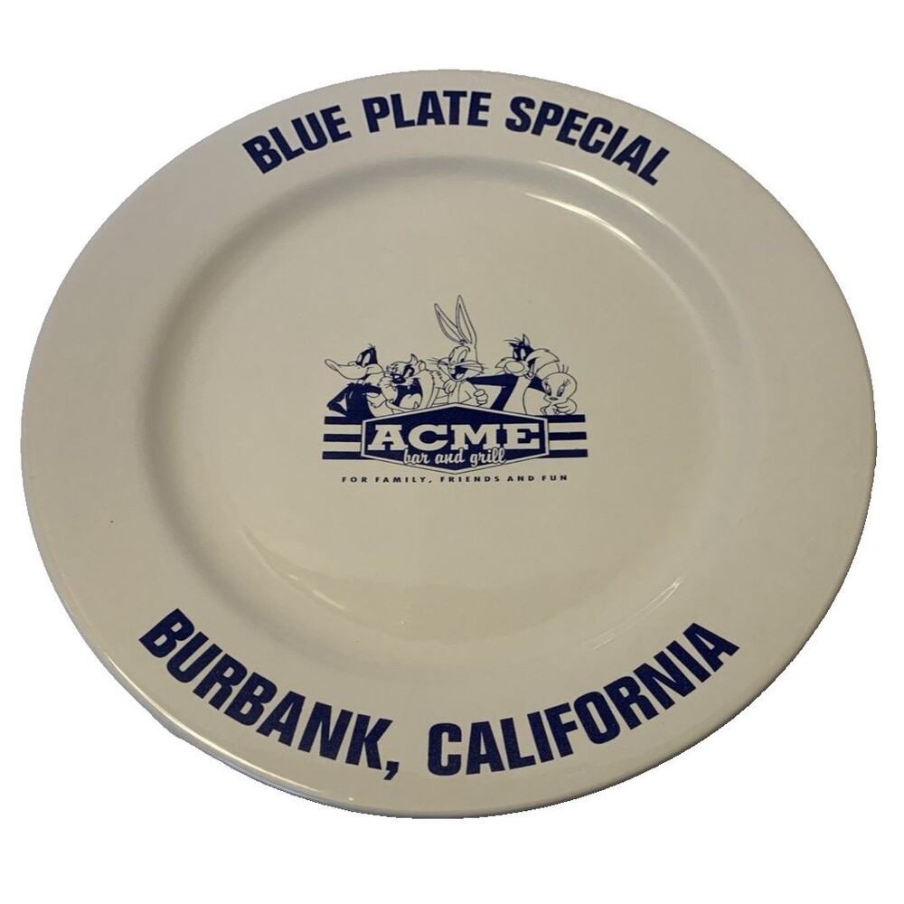 Acme Bar and Grill Blue Plate Special 12” Platter Looney Tunes Burbank